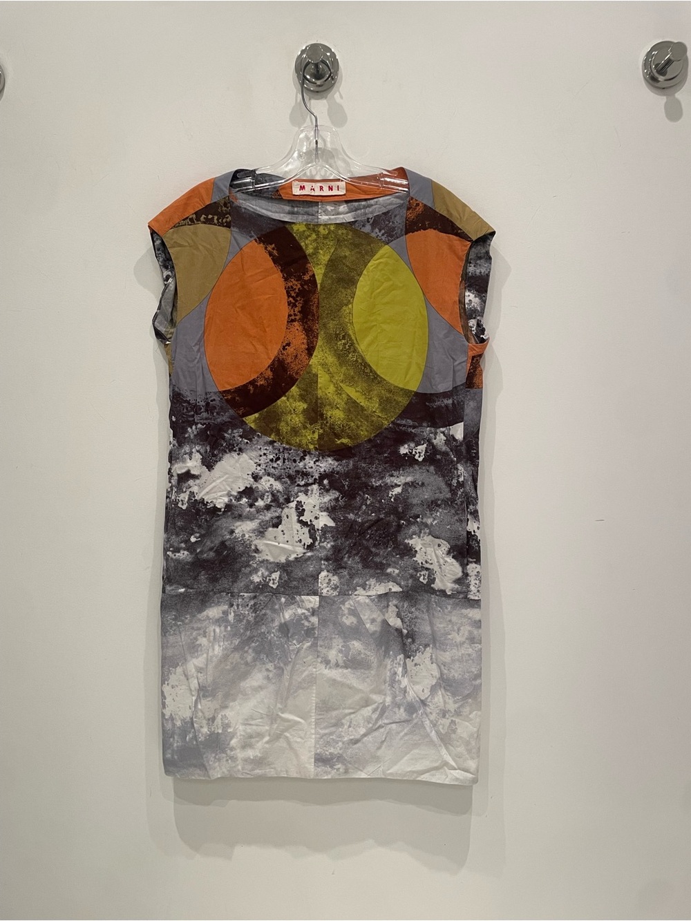 Marni Orange & Olive Graphic Cap-Sleeve Top